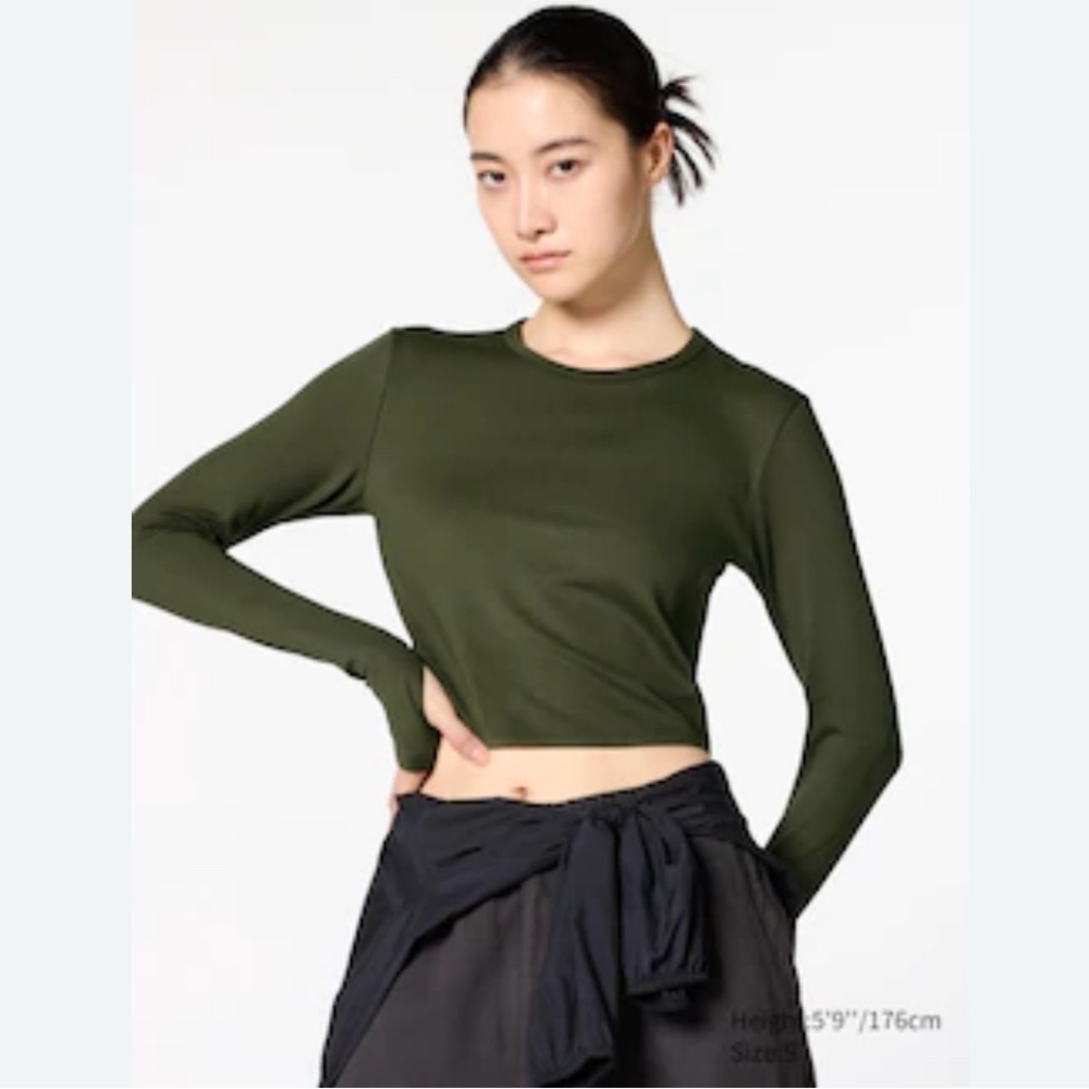 Uniqlo Olive Green Crop Top